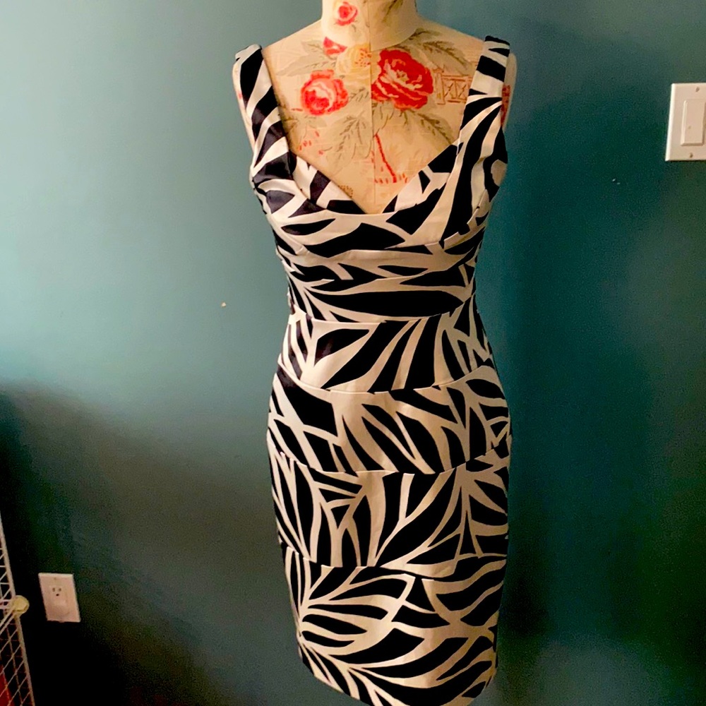 1. London Times Black and white zebra pattern dress